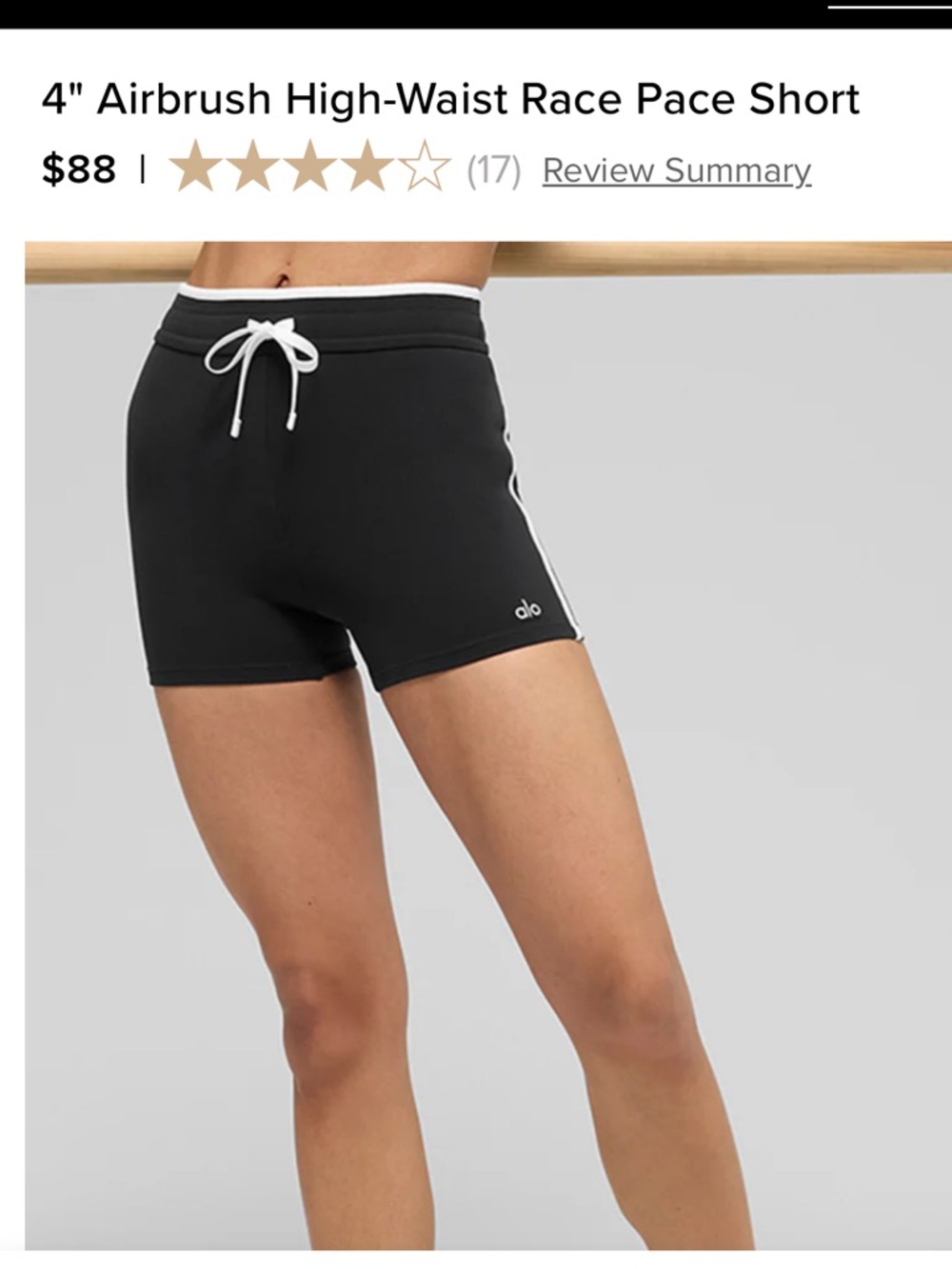 Alo High Waist Black Race Pace Shorts